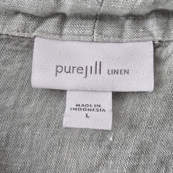 J. Jill Linen Turquoise Blue Three-Quarter Length V-Neck Blouse Size L Large - Picture 2 of 13